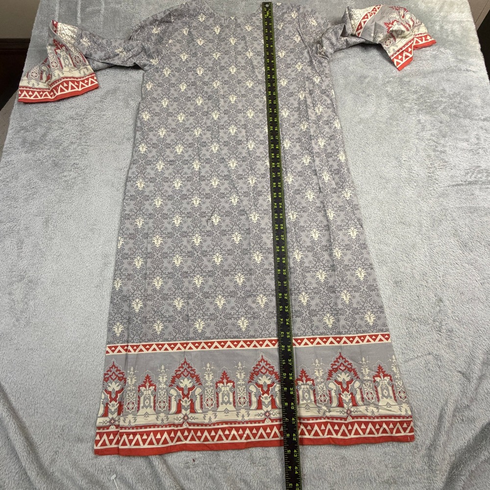 NWT J. Junaid Jamshed Women Grey Cotton Embroidered Kurta Tunic‎ Small - Picture 10 of 16